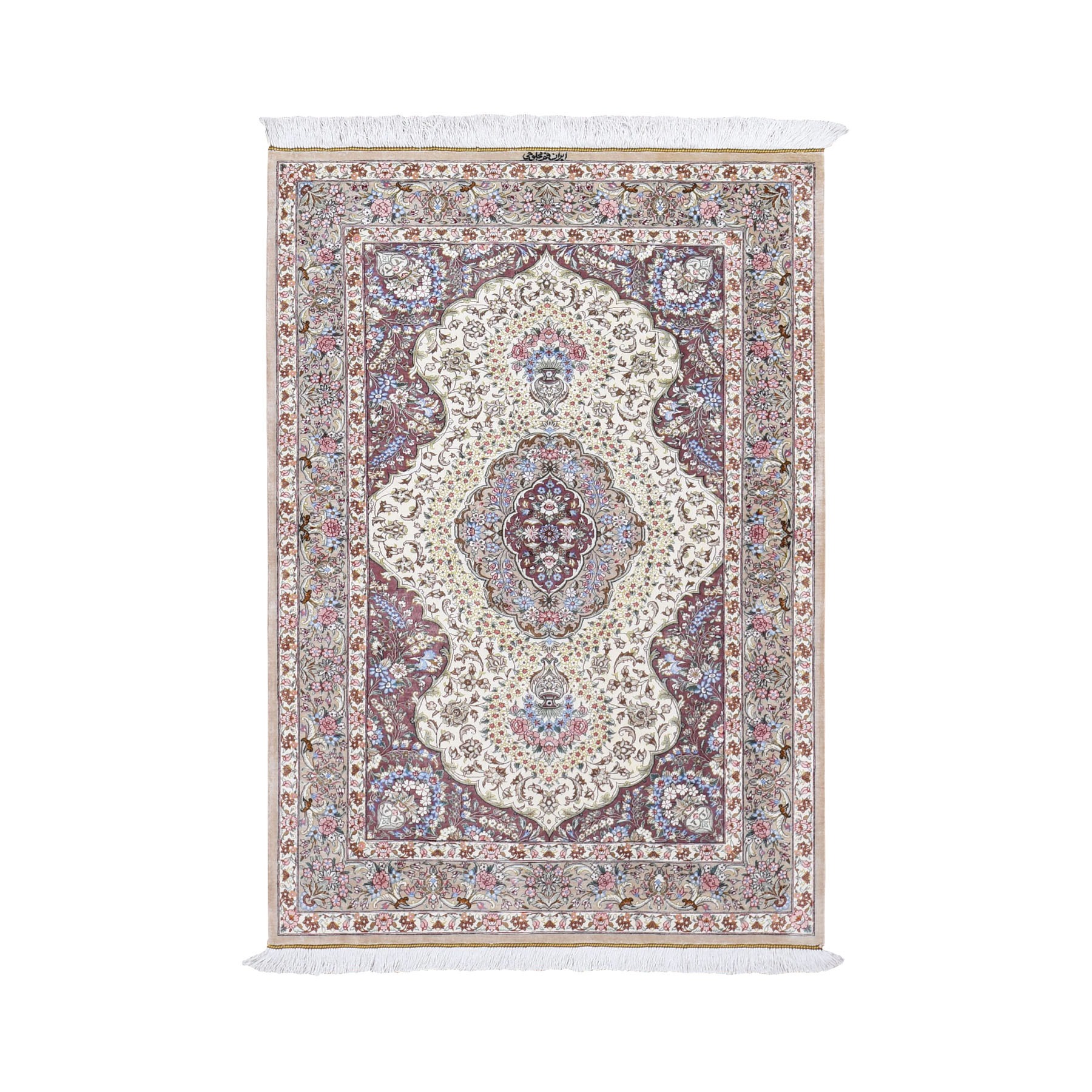 Traditional Silk Hand-Knotted Area Rug 3'3